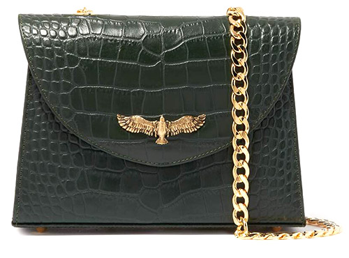 Eagle Marshall Shoulder Bag in Croc-embossed Leather, Moni & J